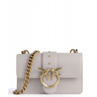 Pinko Love one mini kožená crossbody kabelka béžová
