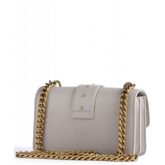 Pinko Love one mini kožená crossbody kabelka béžová