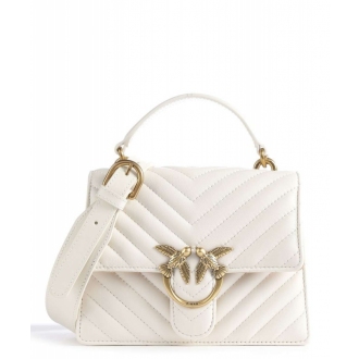 Pinko Love top handle mini light kožená crossbody kabelka bílá
