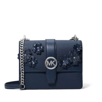 Michael Kors kožená kabelka Greenwich small floral růžová